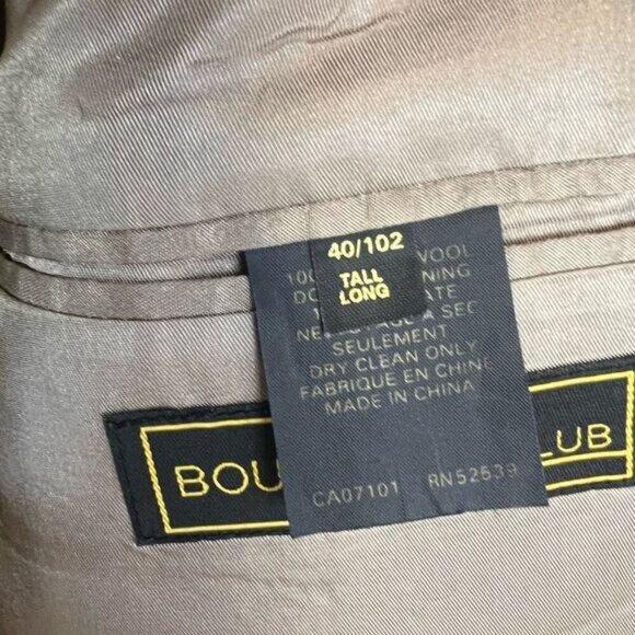 Vintage Gingham Plaid 40L Tall Vintage Wool Blazer Sports Coat Jacket Neutral - Picture 6 of 15